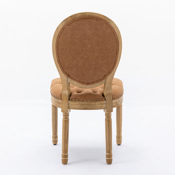 English Elm French Solid Wood Dining Chair with Nailhead Trim, High-Density Foam & Steel Spring Cushion, Hand-Pulled Backrest Upholstery, Supports 300 lbs, Elegant Antique-Style Frame Orange W1143P166791