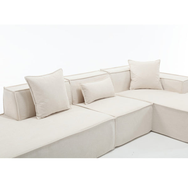 English Elm Modern Modular L-Shaped Sofa Set - Italian Minimalist Design In Soft Terrycloth Beige W2108S00021-GIGA
