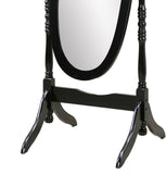 English Elm Traditional Queen Anna Style Wood Floor Cheval Mirror, Black Finish