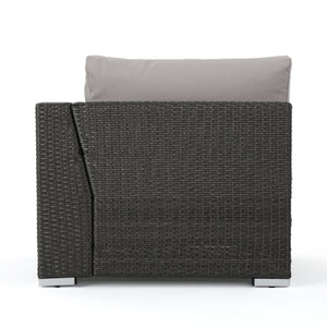 English Elm Christopher Knight Home® - SANTA SANTA ROSA CORNER KD Modern Wicker Aluminum Frame Water-Resistant Cushions Outdoor Seat (33") Grey+Silver 57467.00ALUGRY