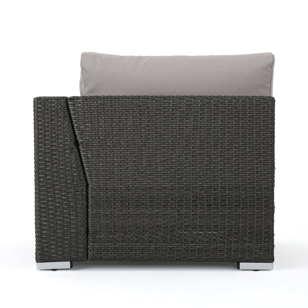 English Elm Christopher Knight Home® - SANTA SANTA ROSA CORNER KD Modern Wicker Aluminum Frame Water-Resistant Cushions Outdoor Seat (33") Grey+Silver 57467.00ALUGRY