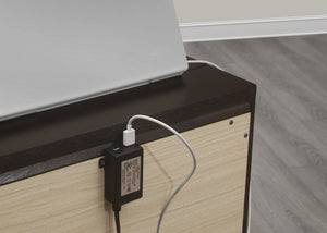 English Elm Brown Centralia 3-Drawer Nightstand with 2 USB Ports, Okume Veneer, Polished Chrome Knobs, 19x18x25.5" B011P172001