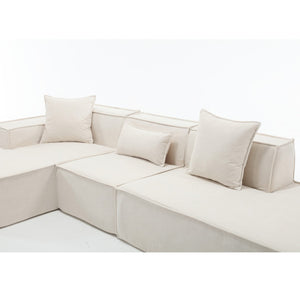 English Elm Modern L-Shaped Modular Sofa Set In Beige Terrycloth - Stylish Minimalist Comfort W2108S00019-GIGA