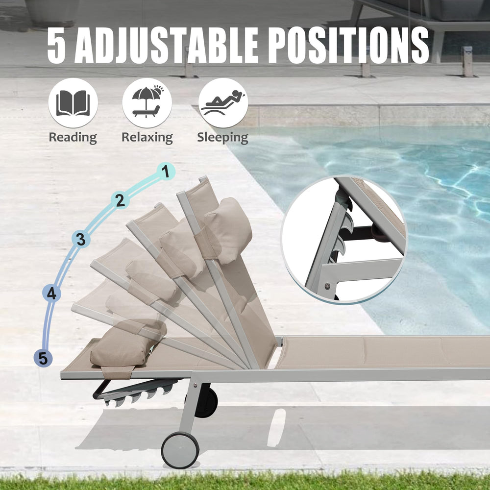 English Elm Outdoor Patio Chaise Lounge Set Of 3 - Adjustable Recliners With Table, Wheels & All-Weather Comfort! W1859P172272