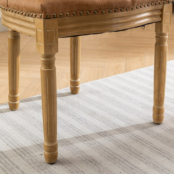 English Elm French Solid Wood Frame Dining Chair with Hand-Pulled Backrest, Nailhead Trim, High-Density Foam Comfort Orange W1143P166791