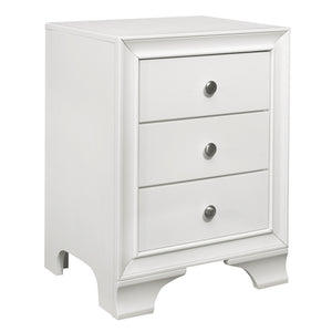 English Elm White Transitional 3-Drawer Nightstand with Dual USB Ports, Polished Chrome Knobs, 19x18x25.5" B011P172008
