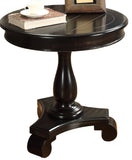 English Elm Rene Round Wood Pedestal Side Table, Black