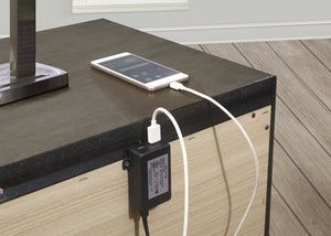 English Elm Gray Transitional 3-Drawer Nightstand with Dual USB Ports, Chrome Knobs, Okume Veneer Accent Table B011P172005