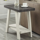 English Elm Athens Contemporary Two-Tone Wood Shelf Side Table In Weathered Charcoal and Beige