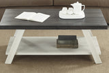 English Elm Athens Contemporary Two-Tone Wood Shelf Coffee Table In Weathered Charcoal and Beige