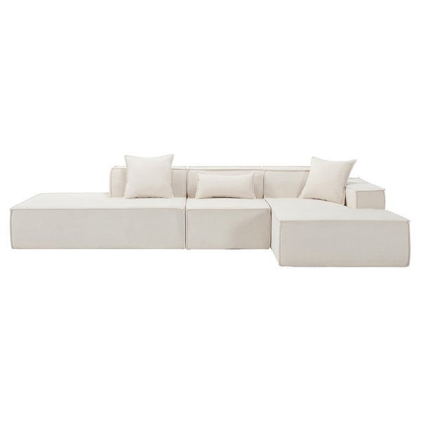 English Elm Modern Modular L-Shaped Sofa Set - Italian Minimalist Design In Soft Terrycloth Beige W2108S00021-GIGA