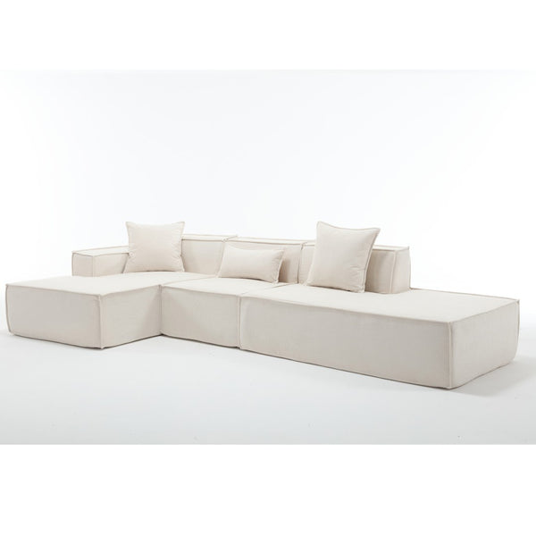 English Elm Modern L-Shaped Modular Sofa Set In Beige Terrycloth - Stylish Minimalist Comfort W2108S00019-GIGA