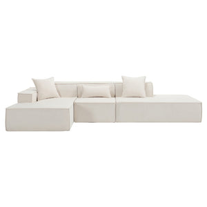 English Elm Modern L-Shaped Modular Sofa Set In Beige Terrycloth - Stylish Minimalist Comfort W2108S00019-GIGA