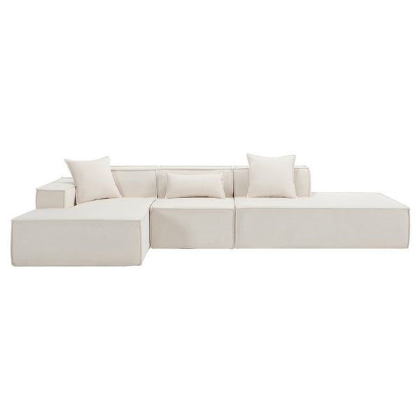 English Elm Modern L-Shaped Modular Sofa Set In Beige Terrycloth - Stylish Minimalist Comfort W2108S00019-GIGA