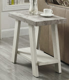 English Elm Athens Contemporary Two-Tone Wood Shelf Side Table In Weathered Gray and Beige