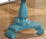 English Elm Rene Round Wood Pedestal Side Table, Teal