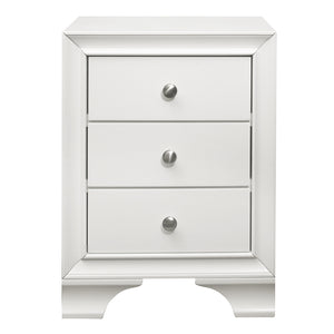 English Elm White Transitional 3-Drawer Nightstand with Dual USB Ports, Polished Chrome Knobs, 19x18x25.5" B011P172008