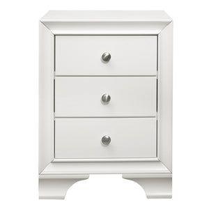 English Elm White Finish 3-Drawers Nightstand With 2 Usb Ports Transitional Bedroom Furniture 1 Piece Bedside Table Wooden