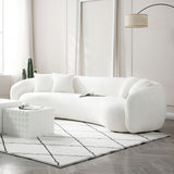 English Elm 102'' 5-Seater Boucle Sofa Modern Sectional Half Moon Leisure Couch Curved Sofa Teddy Fleece Velet White