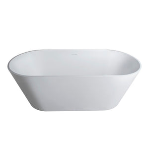 English Elm 67 Inch Stone Resin Freestanding Soaking Tub Matte White Spa Bath for Bathroom W1613P358663