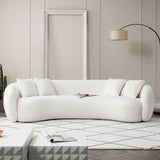 English Elm 102'' 5-Seater Boucle Sofa Modern Sectional Half Moon Leisure Couch Curved Sofa Teddy Fleece Velet White