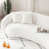 English Elm 102'' 5-Seater Boucle Sofa Modern Sectional Half Moon Leisure Couch Curved Sofa Teddy Fleece Velet White