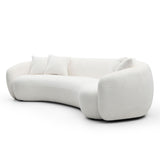 English Elm 102'' 5-Seater Boucle Sofa Modern Sectional Half Moon Leisure Couch Curved Sofa Teddy Fleece Velet White