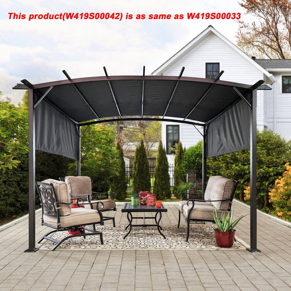 English Elm 12 Outdoor Pergola 12 x 9 Ft Retractable Steel Gazebo with Adjustable Canopy, Rust-Resistant Shade Shelter Gray W419S00042