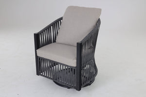 English Elm Rattan 2-Piece Swivel Rocker Set with Side Table, 360° Rotating Patio Chairs with Cushions, Beige W349P147930