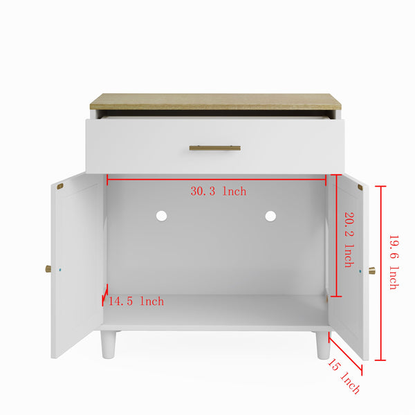 English Elm Cat Litter Box Enclosure Rubberwood with Sisal Scratch Pad, Storage Drawers, Anti‑Tip, Mid‑Century Style W1801137449