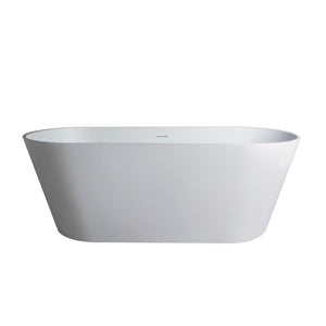 English Elm 71 Inch Solid Surface Freestanding Soaking Tub Matte White Spa Bath Ergonomic W1613P368820