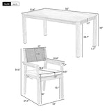 Outdoor Dining Set with Rattan Backrest, Removable Cushions, White Washed - Patio Table & Chairs