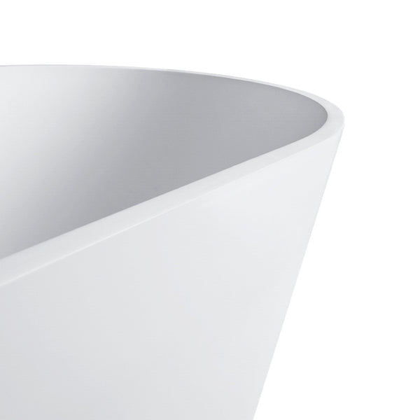 English Elm 67 Inch Stone Resin Freestanding Soaking Tub Matte White Spa Bath for Bathroom W1613P358663