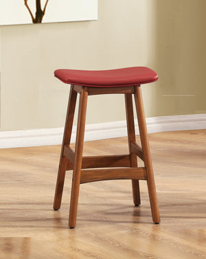 English Elm Solid Walnut Finish Counter Height Stools Set of 2 — Mid-Century Faux Leather Seats, Matte Frame, Sleek Dining Barstools Red 39.5 L x 16 W x 6.5 H B011P172708