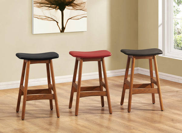 English Elm Solid Walnut Finish Counter Height Stools Set of 2 — Mid-Century Faux Leather Seats, Matte Frame, Sleek Dining Barstools Red 39.5 L x 16 W x 6.5 H B011P172708