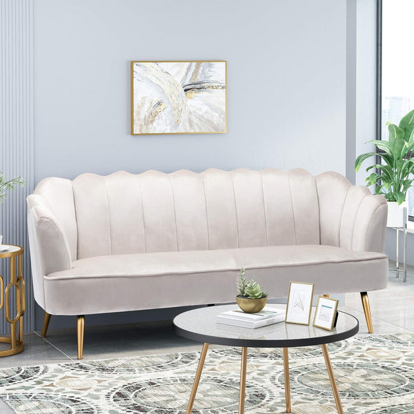 English Elm Christopher Knight Home® - 3 Seater Sofa - Modern Glam Velvet Seating With Gold Legs, Plush Comfort & Elegant Design For Living Rooms 70395.00ABGE_70395.00BBGE