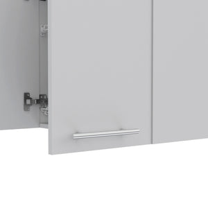 English Elm Wall 24" H Four-Door Wall-Mounted Cabinet with Two Shelves, Plate & Glass Organizer, Sleek Design White 50.39 L x 16.92 W x 7.09 H B097133118