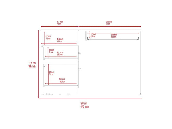 English Elm Raleigh L-Shaped Desk with Keyboard Tray, Two Drawers, Open Shelf & CPU Storage for Home Office Black 51 L x 22 W x 5 H B128P148969