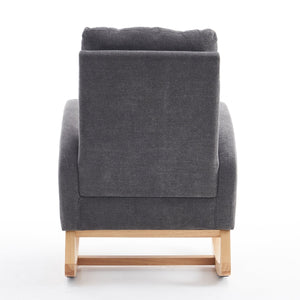 English Elm LY-5104 High Back Gray Accent Rocking Chair with Footrest, Foam+Spring Comfort, Rubber Wood Legs, Cozy Support for Living Room Nursery (38.36W x 39.76H) W2231P167565