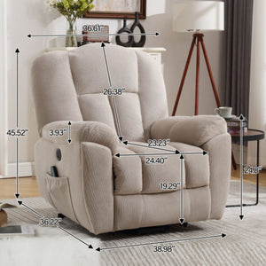 English Elm Power Lift Recliner with Heat Massage Infinite Positions and Usb for Senior Living W1807S00024