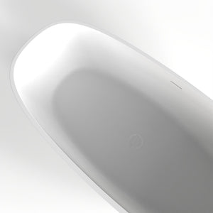 English Elm 66.9 Inch Stone Resin Freestanding Soaking Tub Matte White Spa Bath for Modern Homes W1613P172623