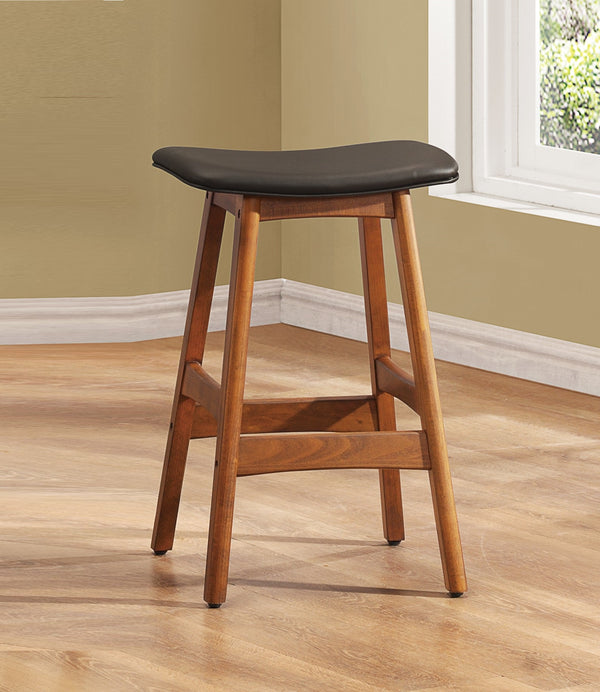 English Elm Solid Walnut Finish Counter Height Stools Set of 2 — Mid-Century Faux Leather Seats, Matte Frame, Sleek Dining Barstools Dark Brown 39.5 L x 16 W x 6.5 H B011P172707