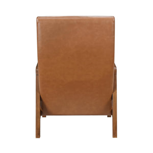 English Elm 1pc Brown Faux Leather Accent Chair with Walnut Solid Rubberwood Frame, Modern Living Room Seating Comfort B011P172678