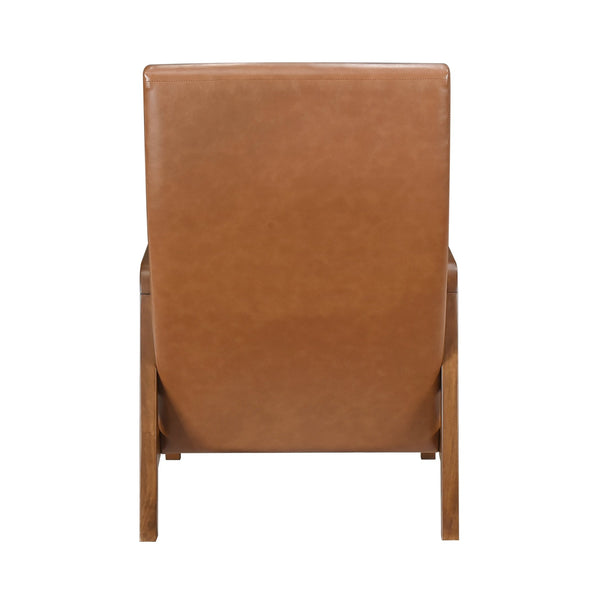 English Elm 1pc Brown Faux Leather Accent Chair with Walnut Solid Rubberwood Frame, Modern Living Room Seating Comfort B011P172678