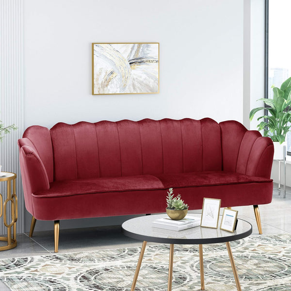 English Elm Christopher Knight Home® - 3 Seater Sofa - Modern Glam Velvet Couch With Gold Legs For Stylish Comfort In Any Living Space 70395.00ABERR_70395.00BBERR