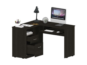 English Elm Raleigh L-Shaped Desk with Keyboard Tray, Two Drawers, Open Shelf & CPU Storage for Home Office Black 51 L x 22 W x 5 H B128P148969