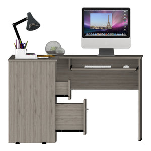 English Elm Raleigh L-Shaped Corner Desk with 2 Drawers, Keyboard Tray, CPU Shelf & Sturdy Thick Panels — Modern Home Office B128P148967