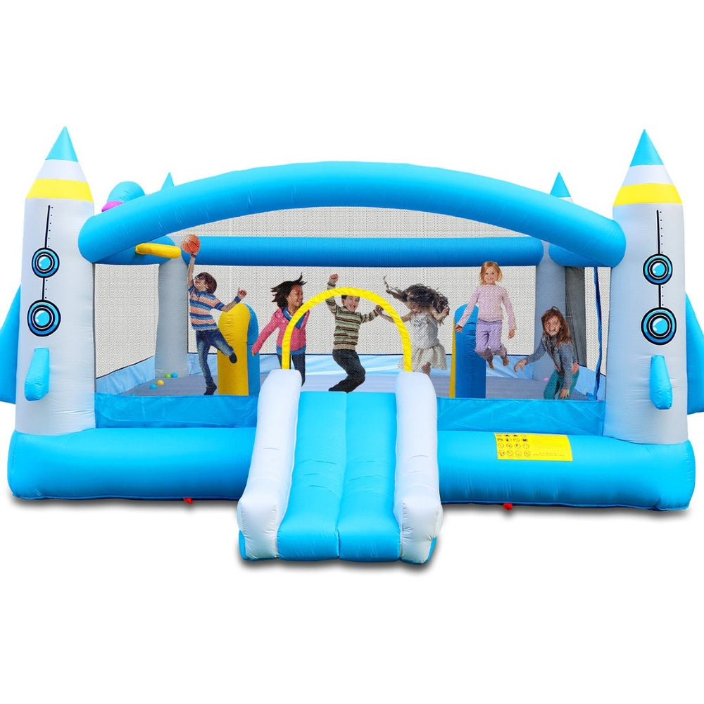 English Elm Multifunctional Kids Backyard Bounce and Slide Inflatable with Blower Mesh Walls W1677115481