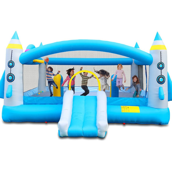 English Elm Multifunctional Kids Backyard Bounce and Slide Inflatable with Blower Mesh Walls W1677115481
