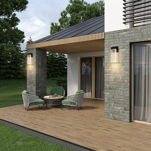 English Elm 2-Pack Outdoor Wall Light Sconce LED 12W Weatherproof Bubble Crystal Glass, Motion/Light Sensor Durable Aluminum W1340P143691